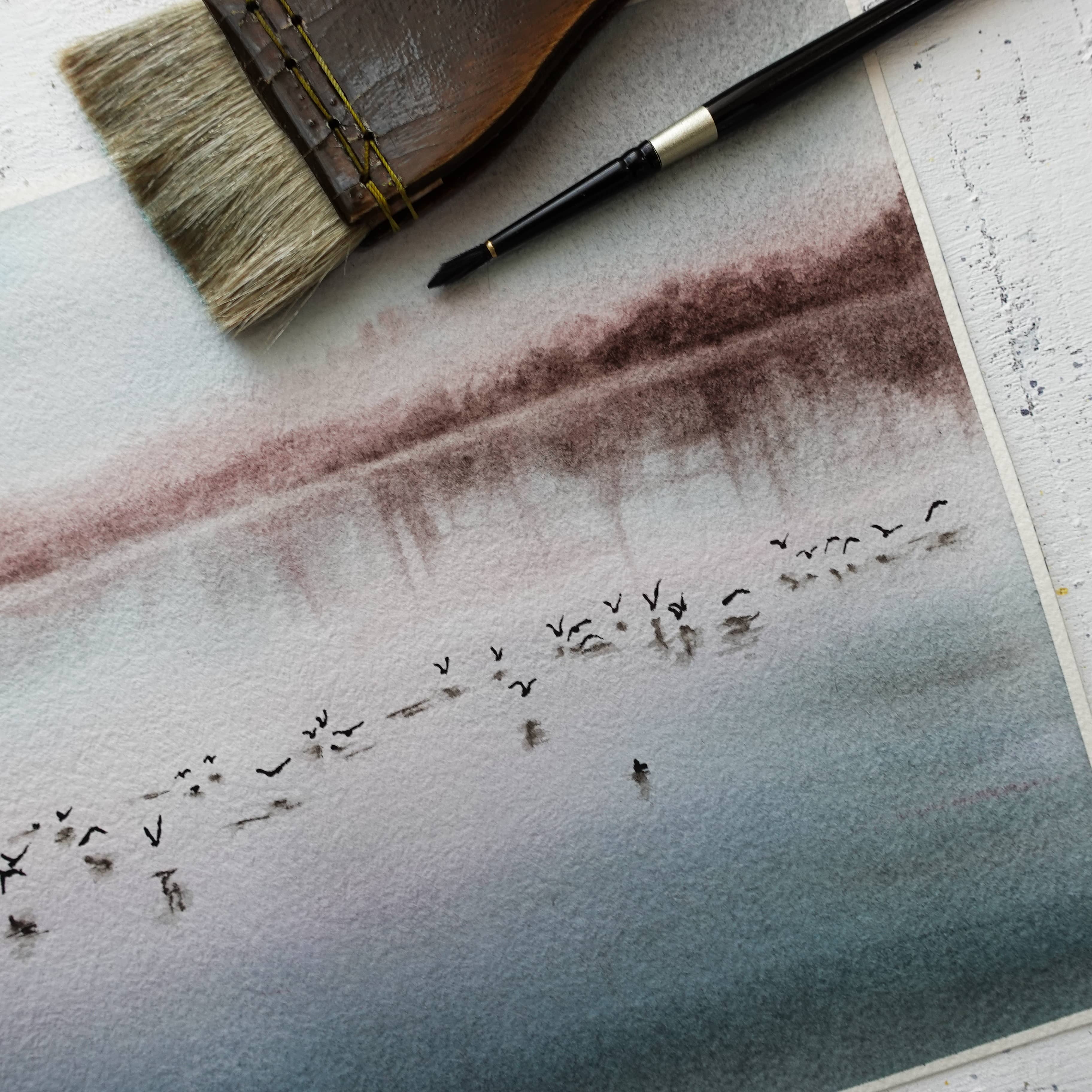 Watercolor landscape painting